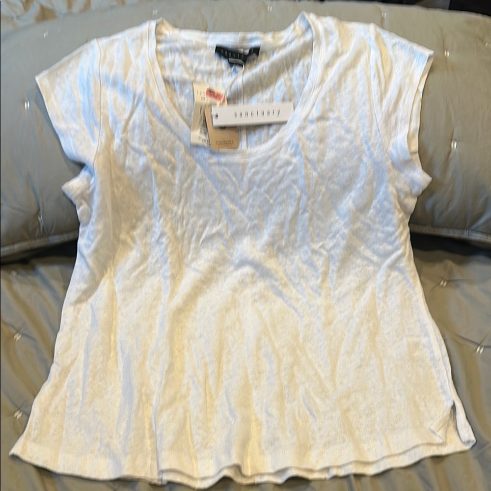 Sanctuary White Cap Sleeve Relaxed Tee